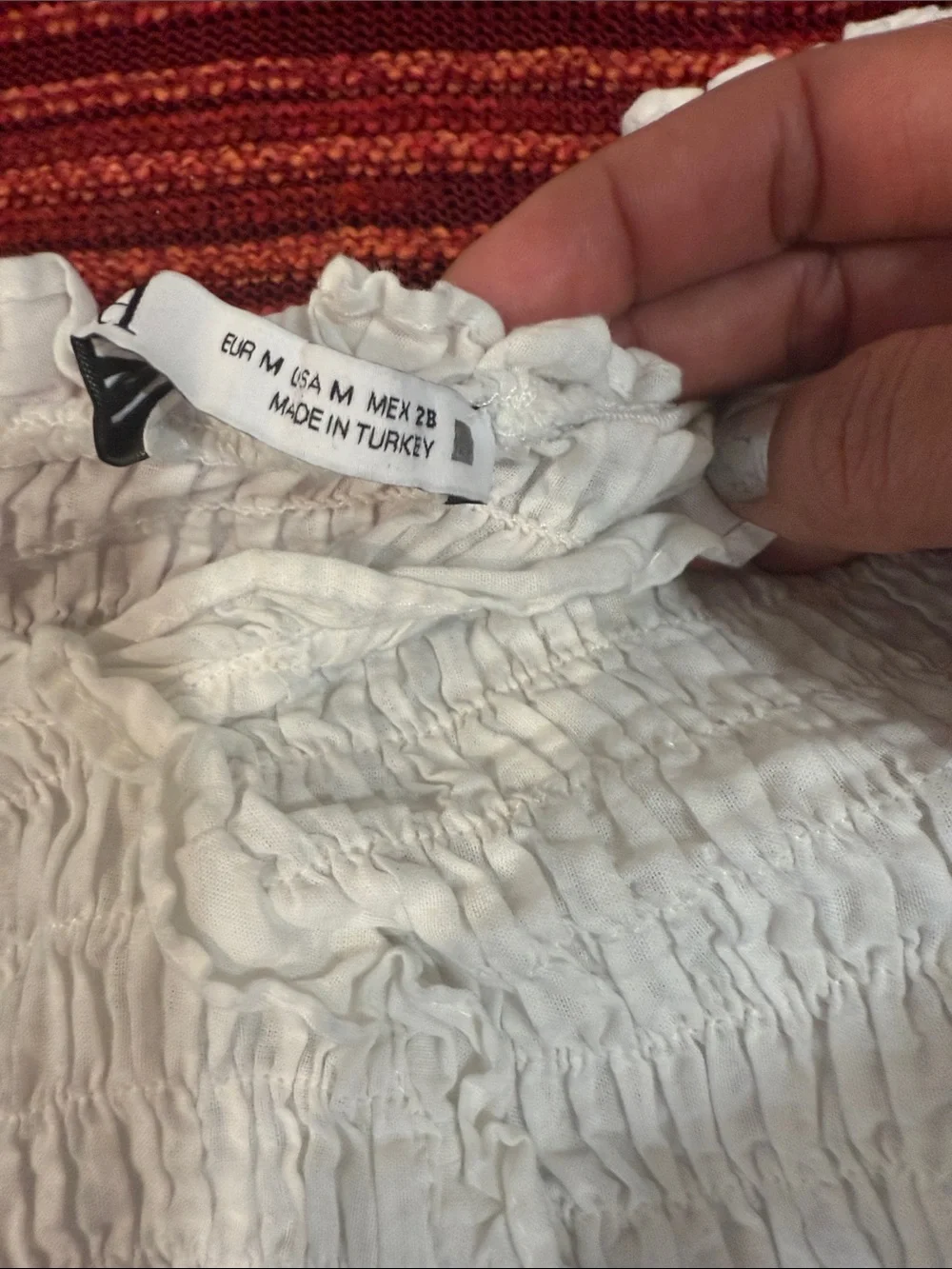 Zara White Smocked Off-Shoulder Puff Sleeve Top
